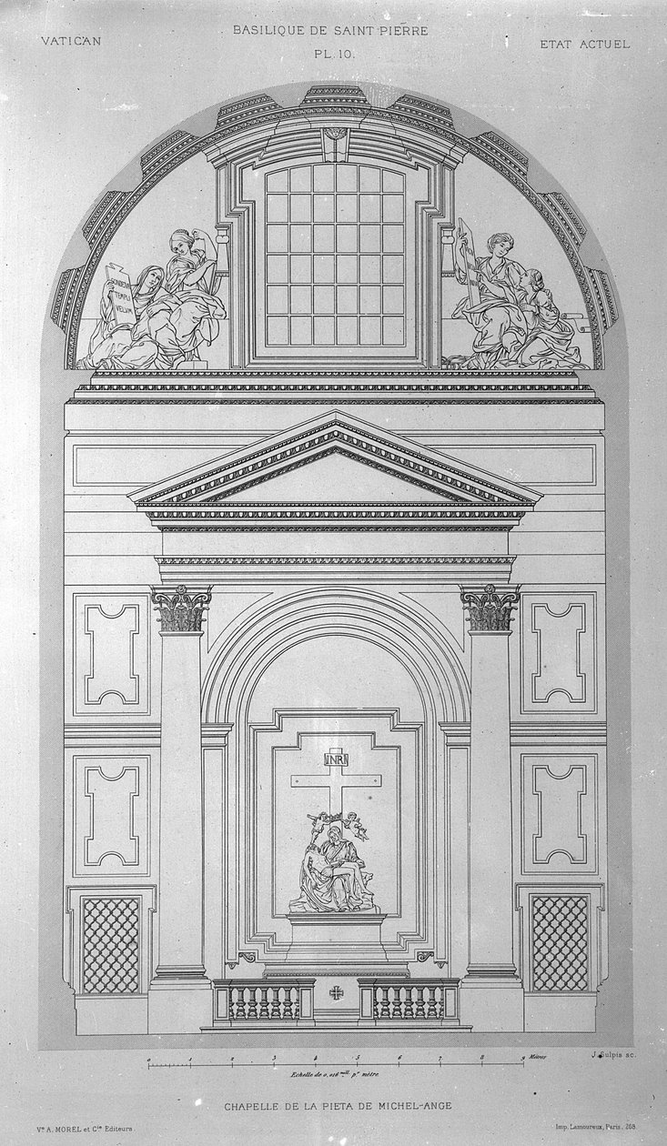 Capilla de la Piedad en San Pedro, Roma, grabado por Jean Joseph Sulpis, publicado 1882 de Paul Marie Letarouilly