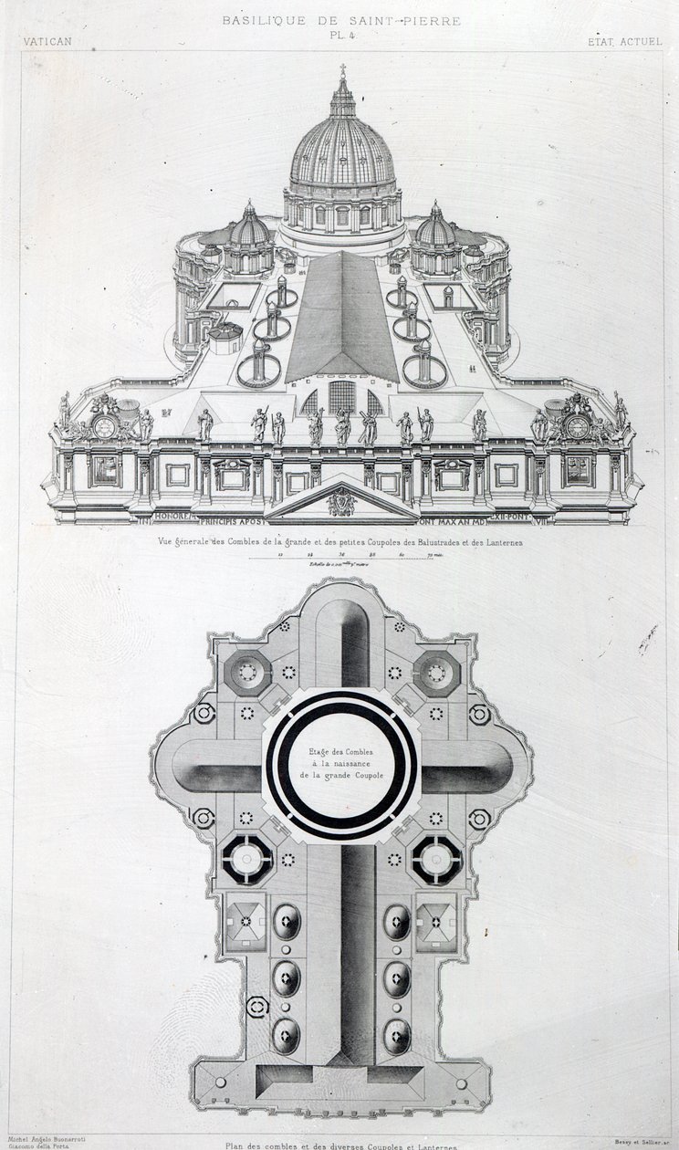 Plano del techo de San Pedro, Roma, de 