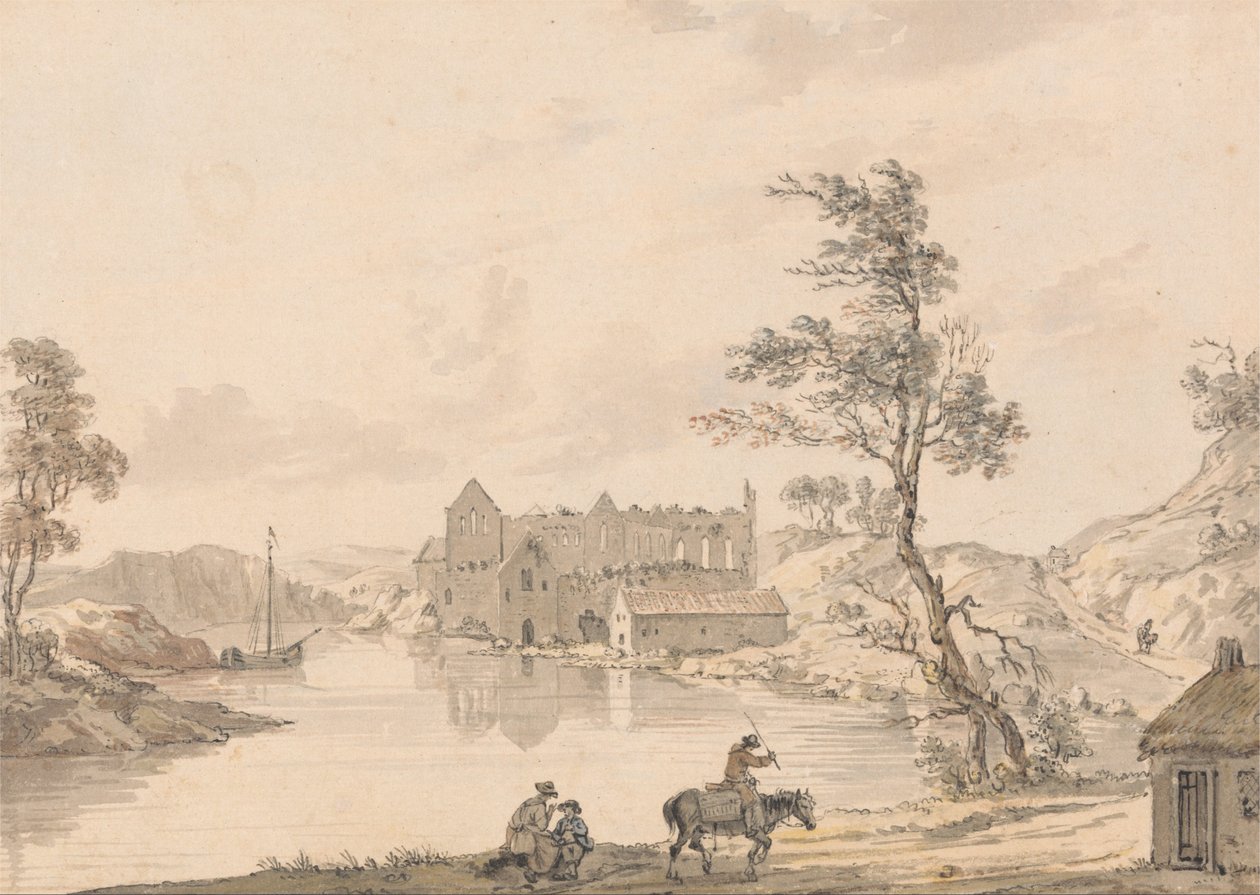 Abadía de Askeaton cerca de Limerick, Irlanda en el río Deel de Paul Sandby