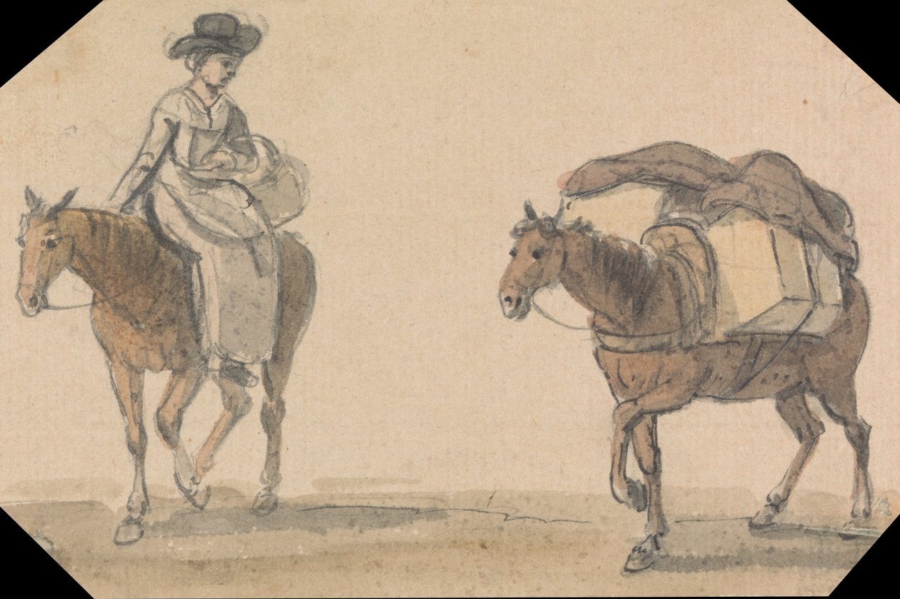 Chica con caballo de carga de Paul Sandby