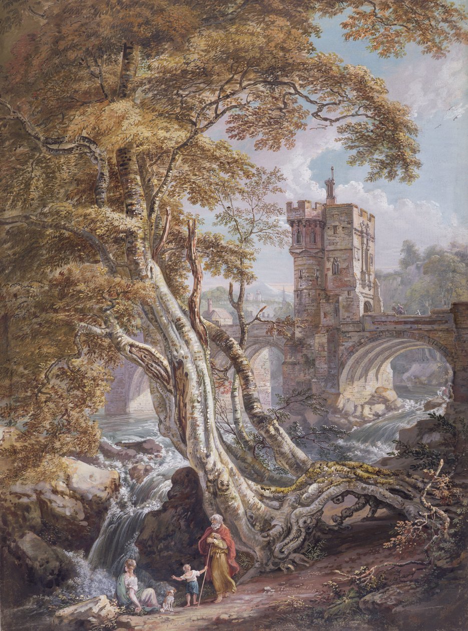 Vista del Puente Viejo Galés, Shrewsbury, c.1770 de Paul Sandby