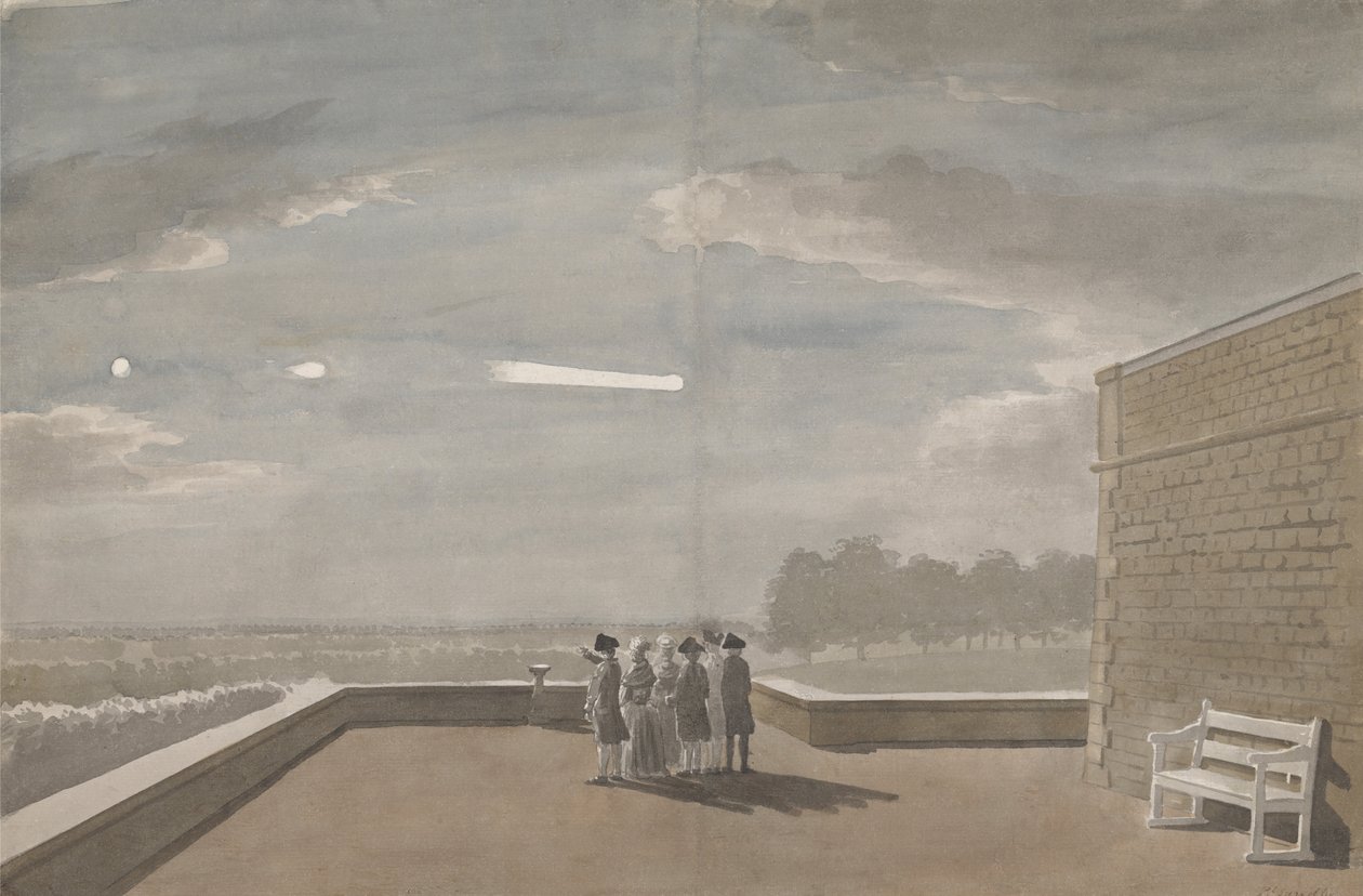 El Meteorito del 18 de Agosto de 1783, visto desde el Ángulo Este de la Terraza Norte, Castillo de Windsor de Paul Sandby