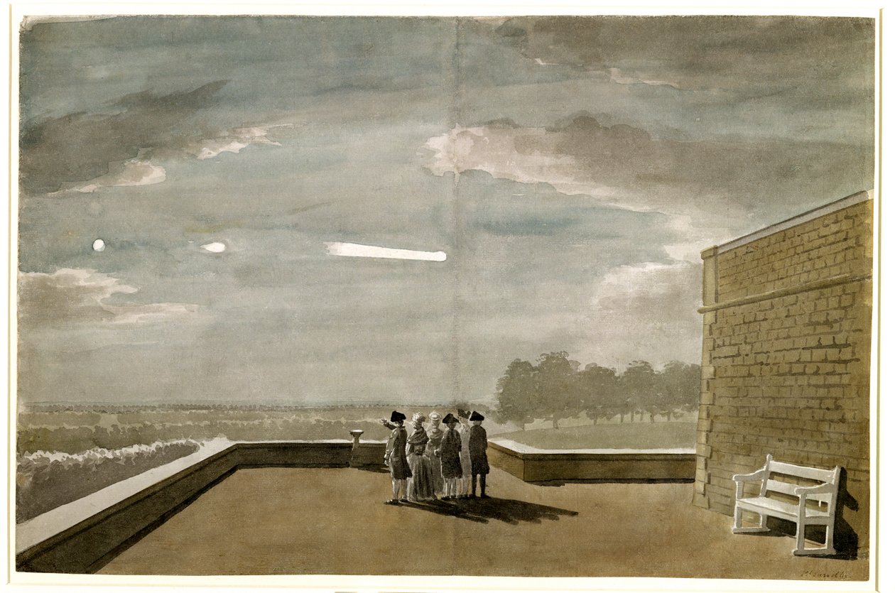El meteorito del 18 de agosto de 1783, visto desde el ángulo este de la terraza norte, Castillo de Windsor, 1783 de Paul Sandby