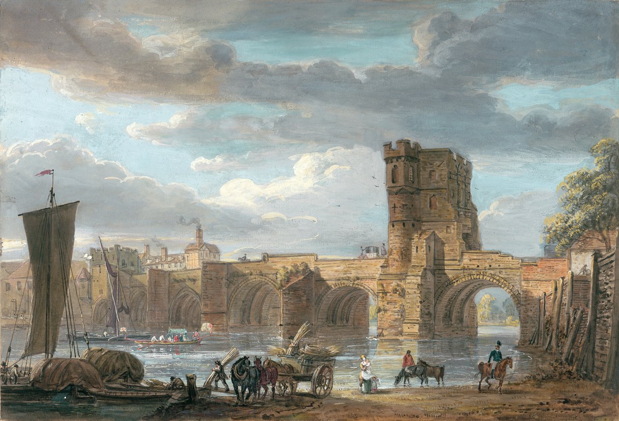El viejo puente galés, Shrewsbury de Paul Sandby