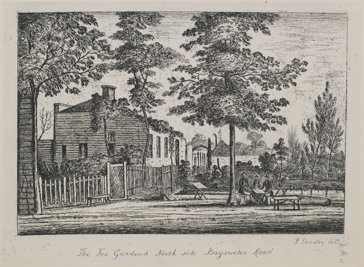 Los Jardines del Té, lado norte de Bayswater Road, c.1780 de Paul Sandby
