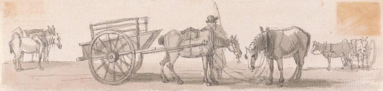 Carro de dos ruedas con caballos de Paul Sandby