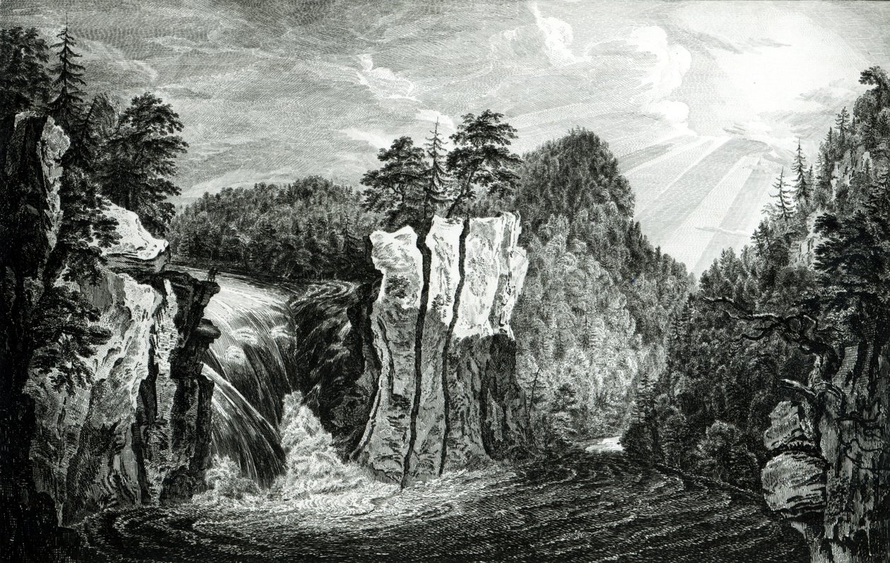 Vista de la cascada del río Passaic, Nueva Jersey de Paul Sandby