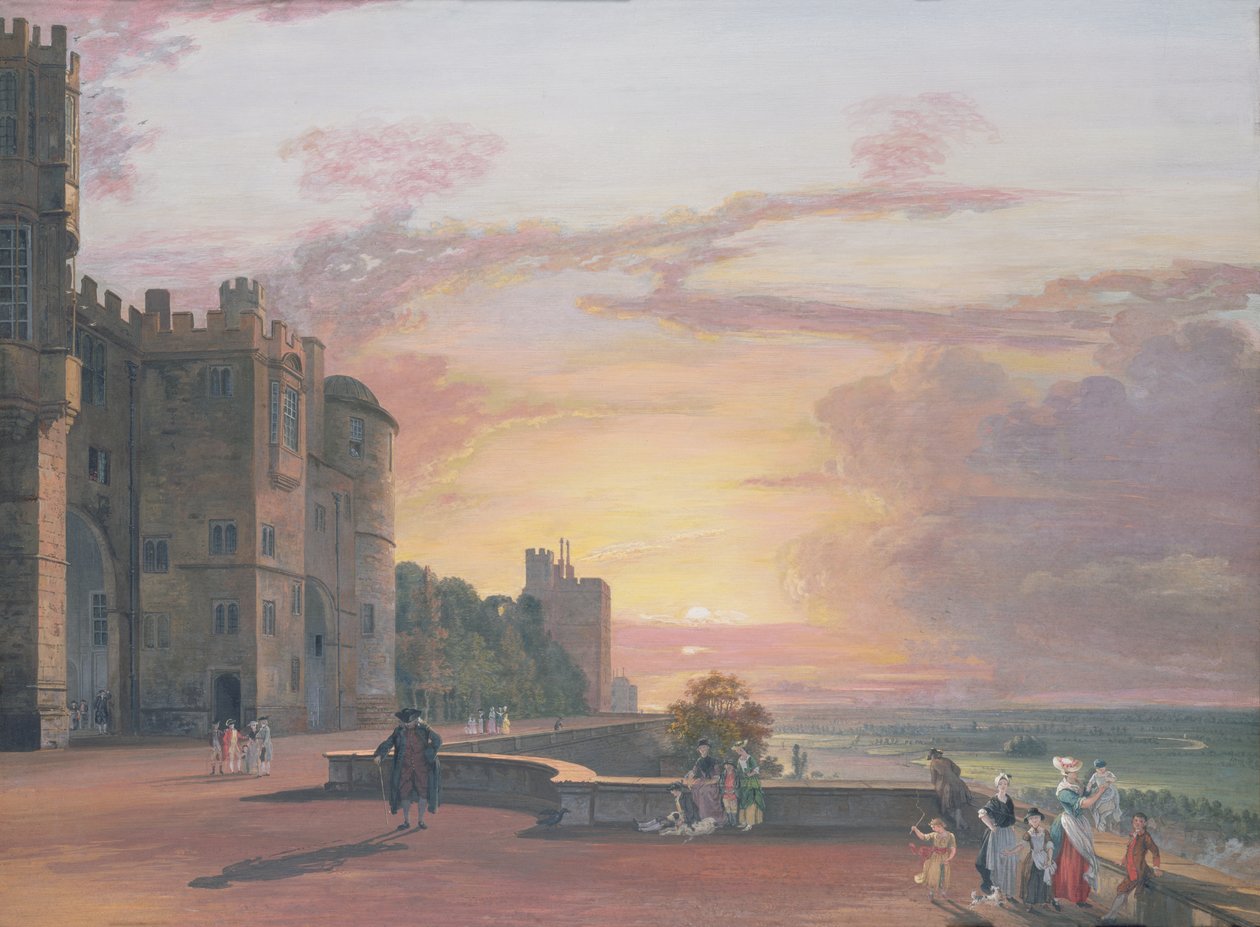 Castillo de Windsor: Terraza Norte mirando al oeste al atardecer de Paul Sandby