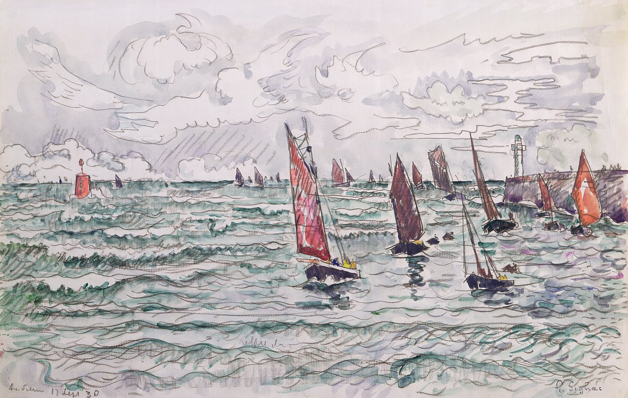 Audierne, Regreso de los Barcos de Pesca, 1930 de Paul Signac
