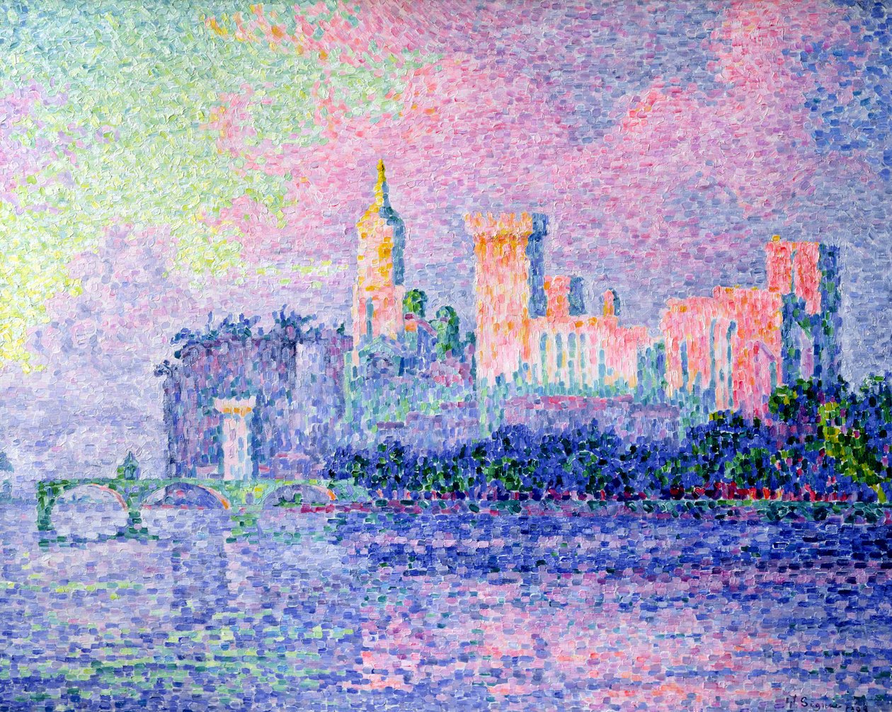 El Chateau des Papes, Aviñón, 1900 de Paul Signac