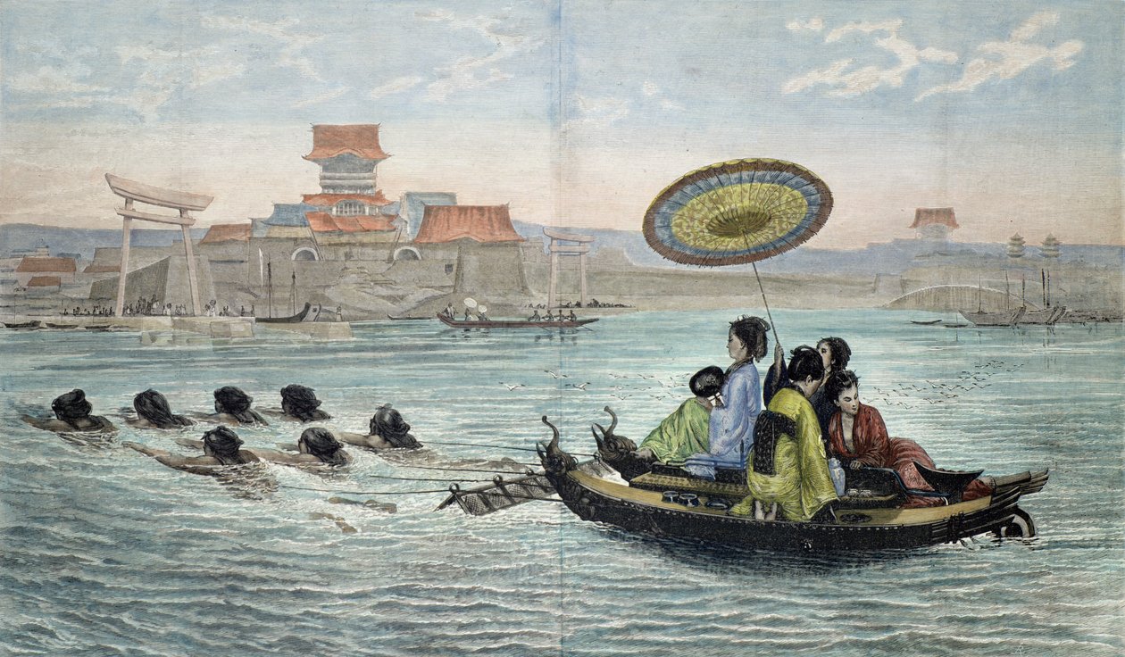 La barca japonesa (litografía coloreada) de Paul (after) Lenoir