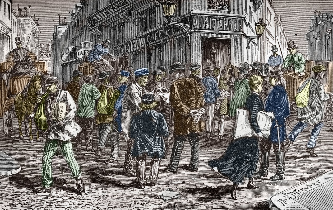 Vista de la Rue du Croissant de París, sede de numerosos periódicos de Paul (after) Merwart