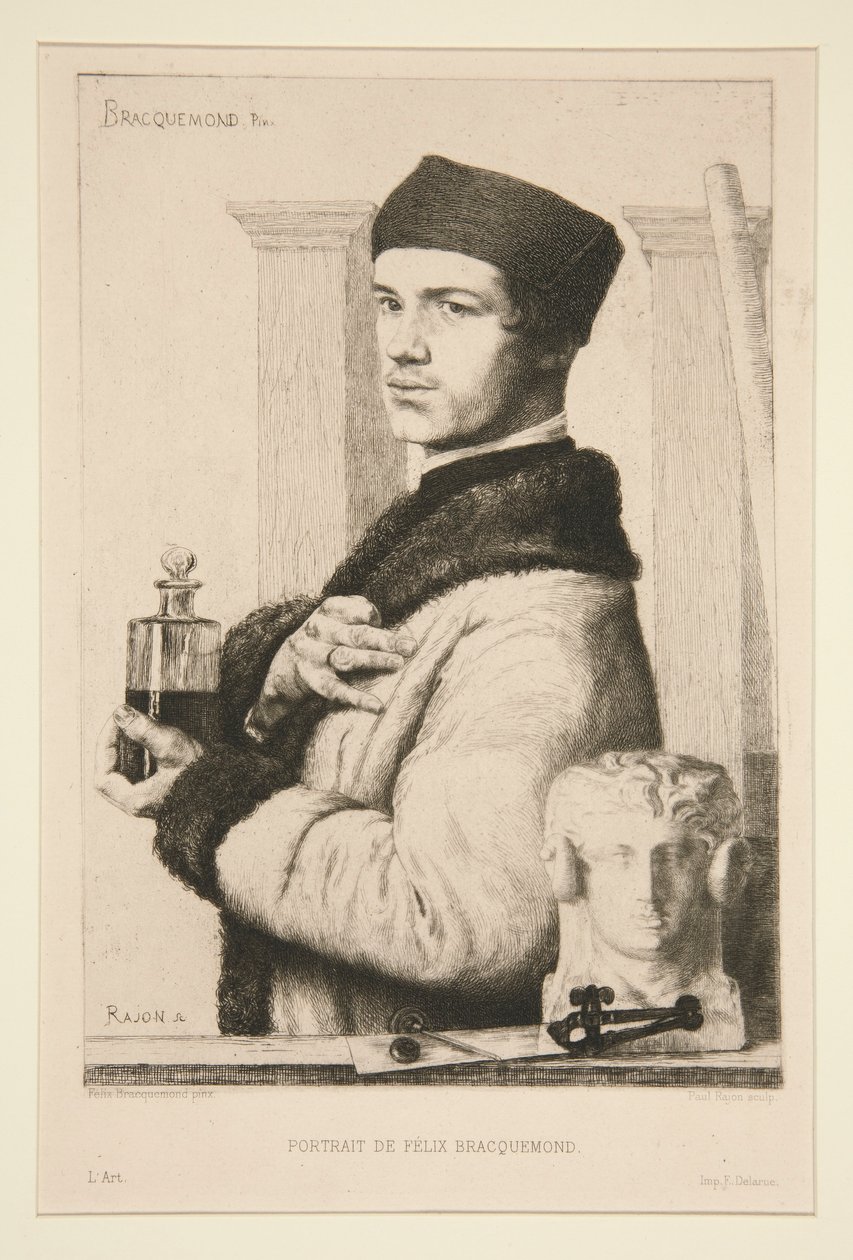 Retrato de Félix Bracquemond de Paul Adolphe Rajon