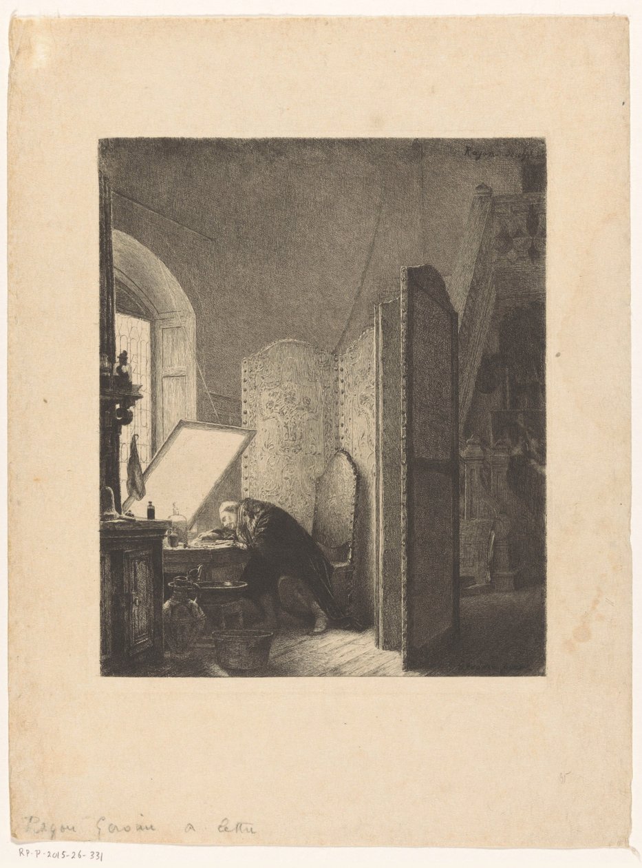 Rembrandt grabando en su estudio
Rembrandt en su estudio de Paul Adolphe Rajon