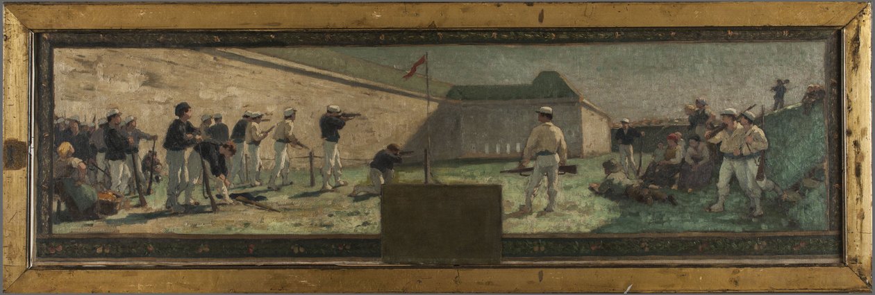 Boceto para el ayuntamiento de Arcueil-Cachan: Le Tir, en 1888 (óleo sobre lienzo) de Paul Albert Baudouin