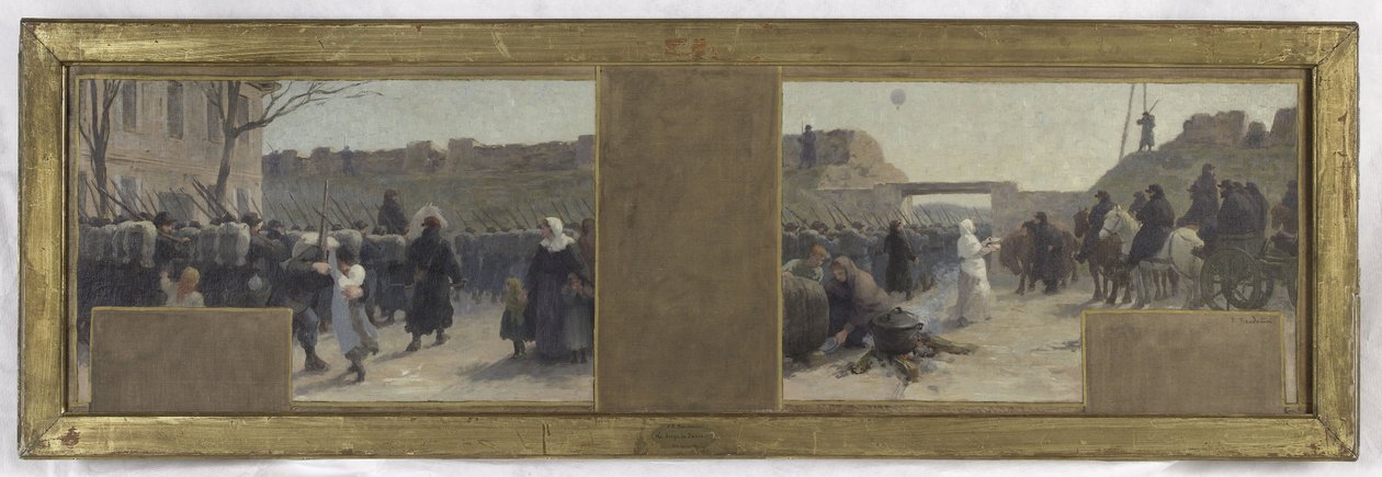 Croquis del despacho del prefecto en el Hôtel de Ville: Salida de las tropas durante el sitio de París en 1870 de Paul Albert Baudouin