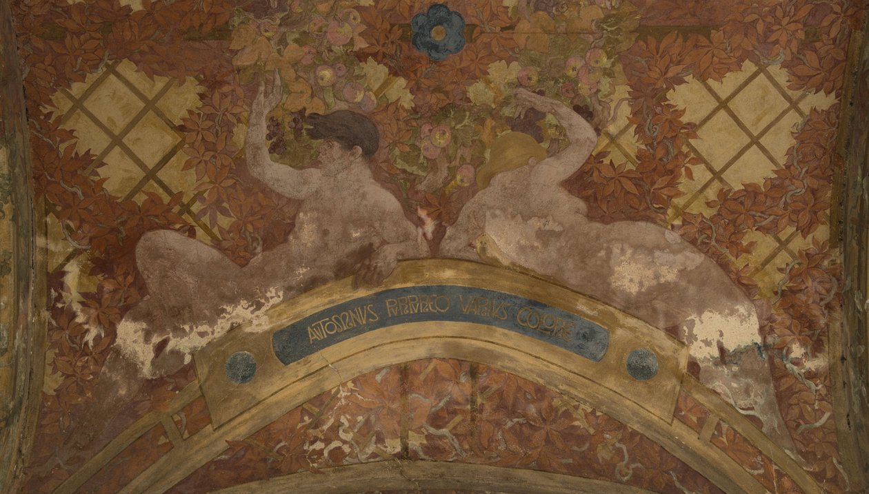 Las estaciones : Otoño, entre 1909 y 1910 (entorno arquitectónico) de Paul Albert Baudouin