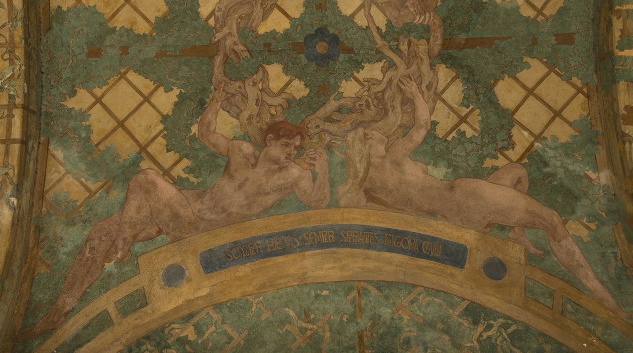 Las estaciones : Invierno, entre 1909 y 1910 (entorno arquitectónico) de Paul Albert Baudouin