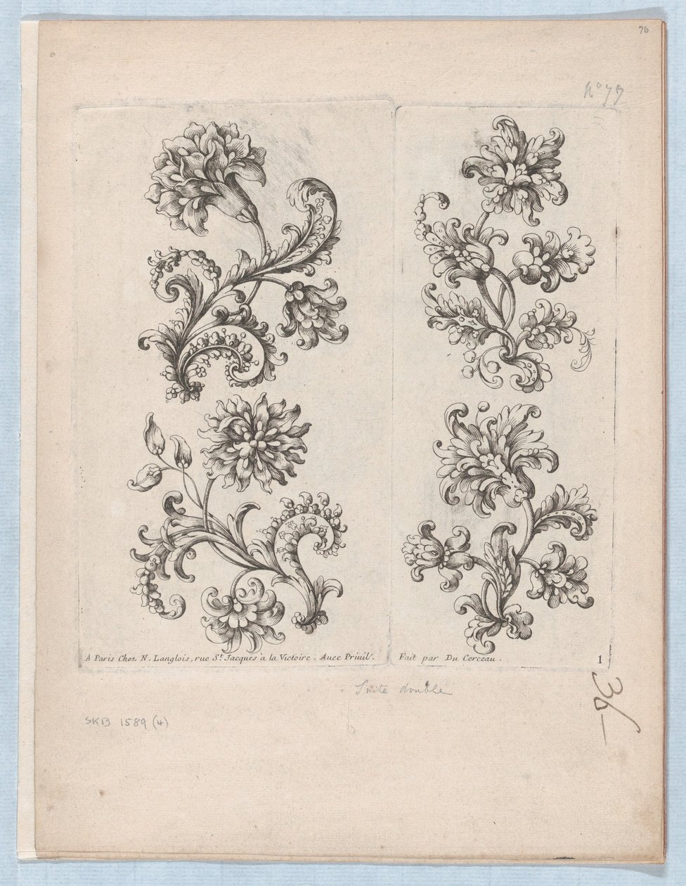 Serie de pequeños motivos florales, lámina 1 de Paul Androuet Du Cerceau