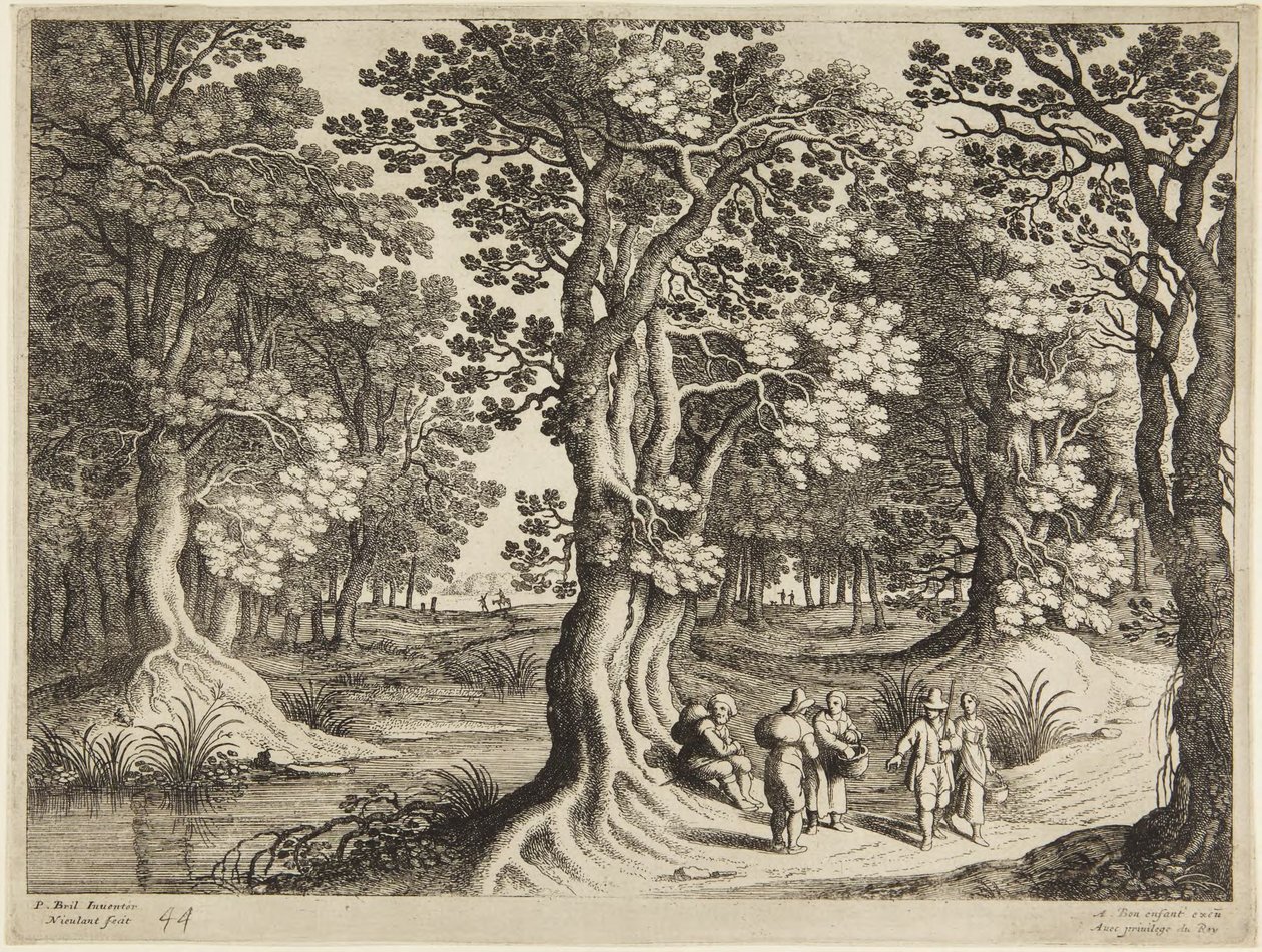 Bosque con cinco personas de Paul Bril