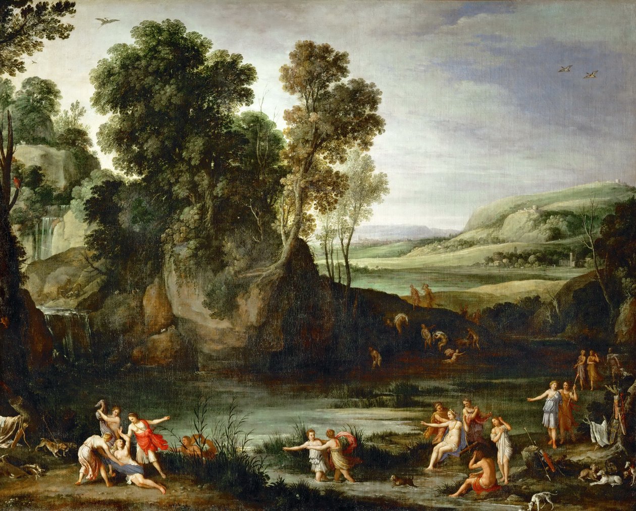 Francés:  Diane découvrant la grossesse de Callisto Paisaje con Diana descubriendo el embarazo de Calisto de Paul Bril
