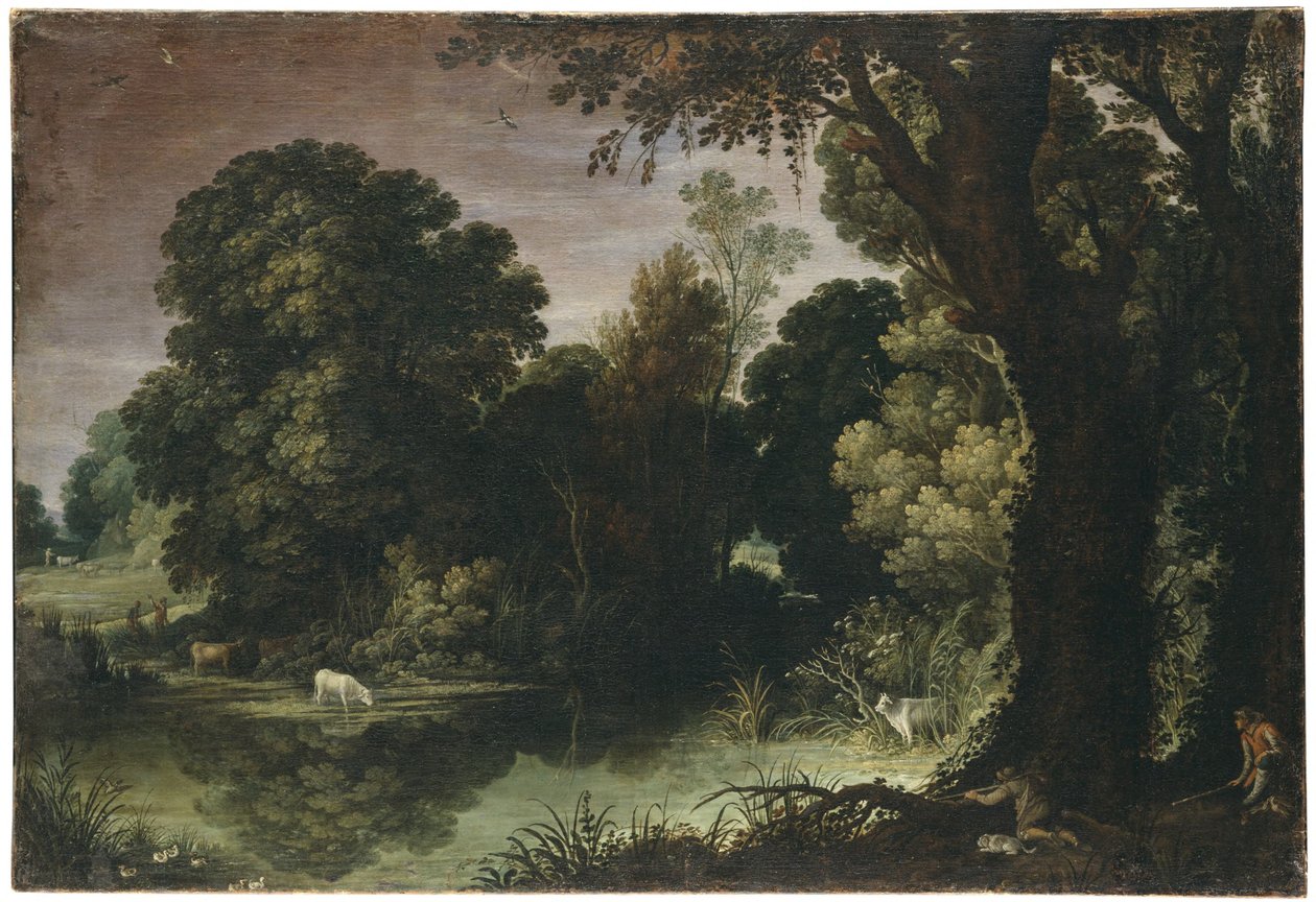 Paisaje boscoso con caza de patos de Paul Bril