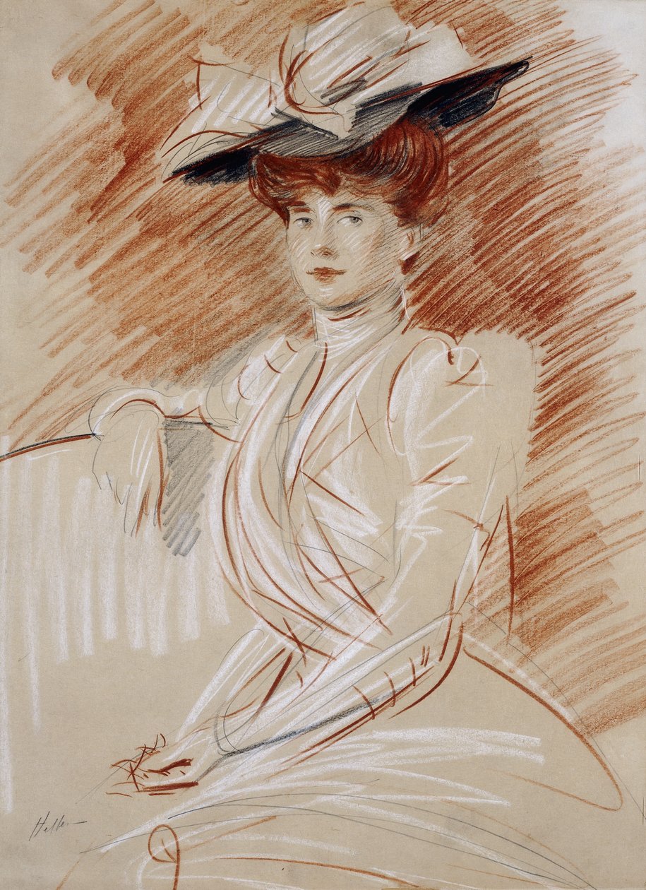 Madame Helleu con sombrero de Paul Cesar Helleu