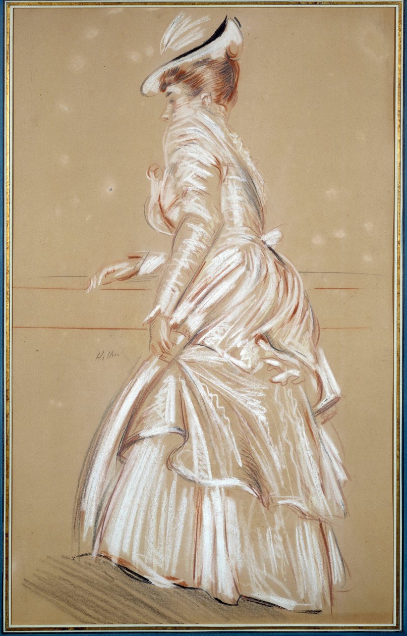 Retrato de una mujer de blanco. Dibujo de Paul Helleu (1859 - 1927), siglo XX. Bayona, Museo Bonnat de Paul Cesar Helleu