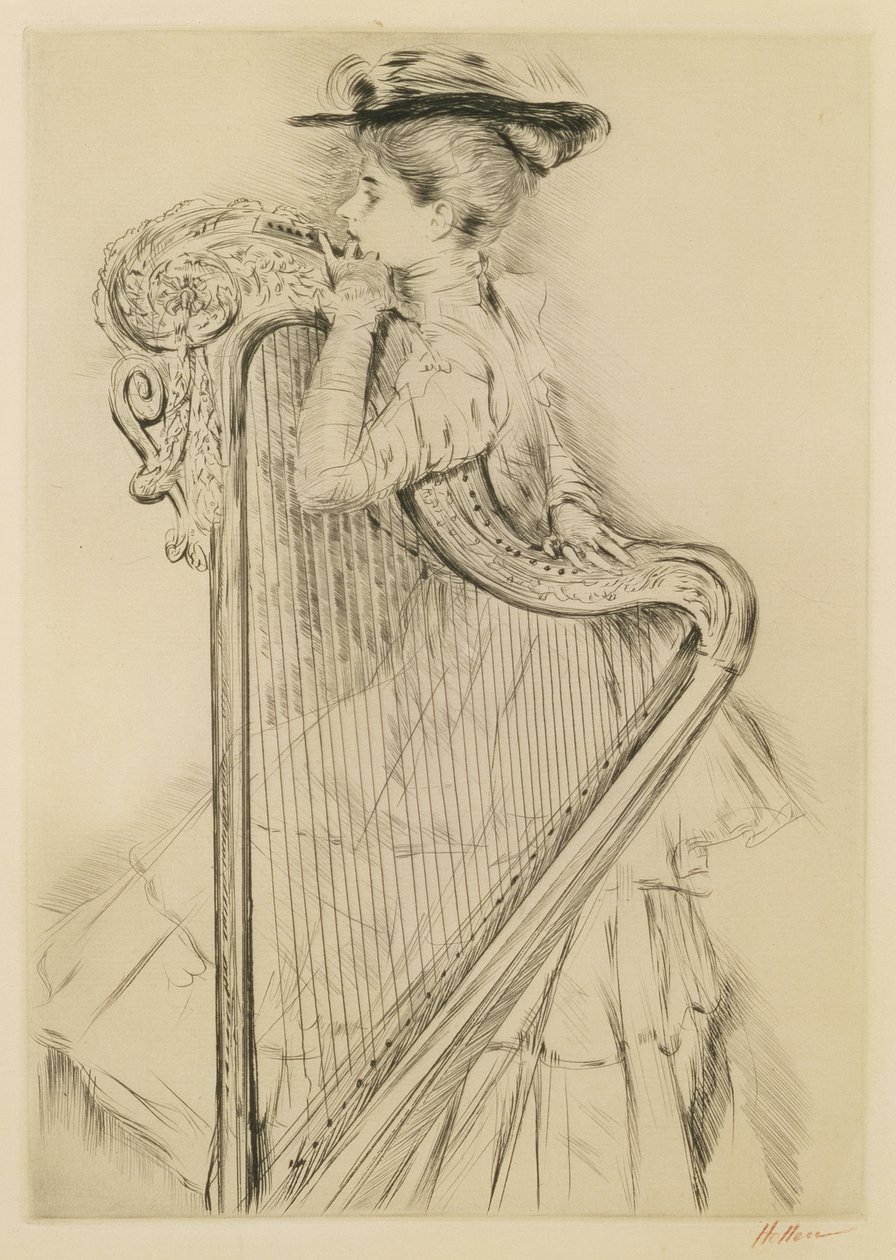 Mujer con arpa de Paul Cesar Helleu