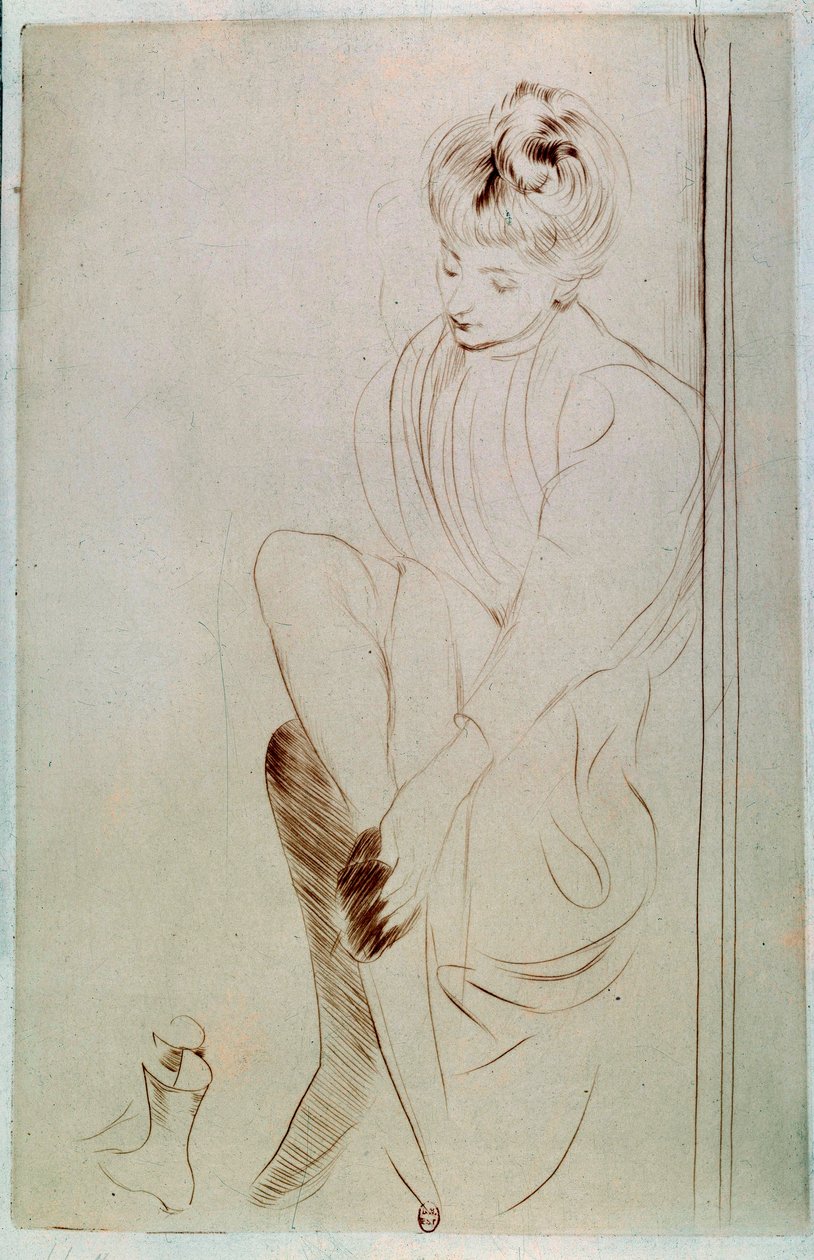 Joven mujer dibujando a la sanguina de Paul Cesar Helleu