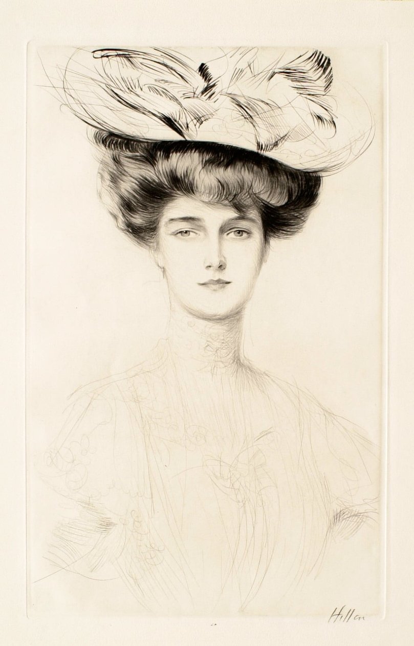 Junge Frau mit Hut de Paul Cesar Helleu