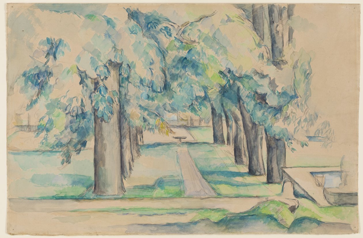 Avenida de castaños en el Jas de Bouffan, c.1878-90 (acuarela) de Paul Cézanne