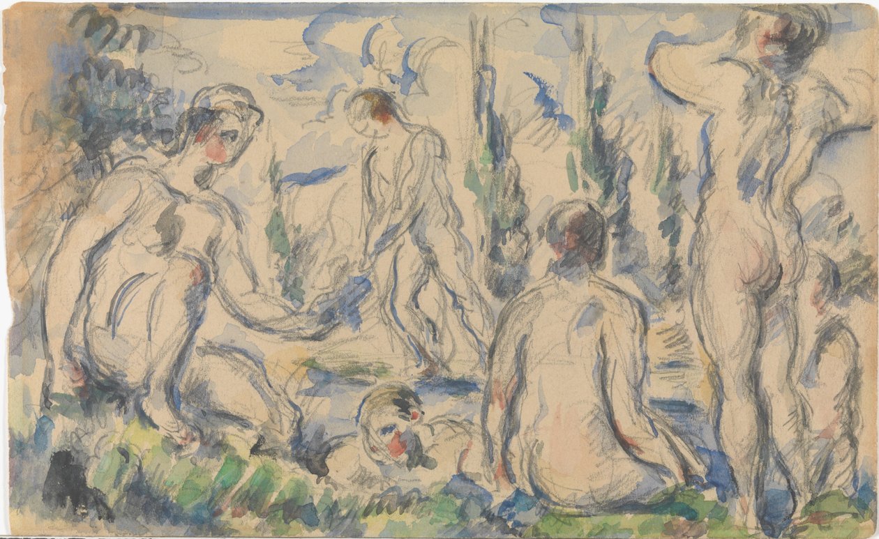 Bañistas (recto); Paisaje (verso) de Paul Cézanne