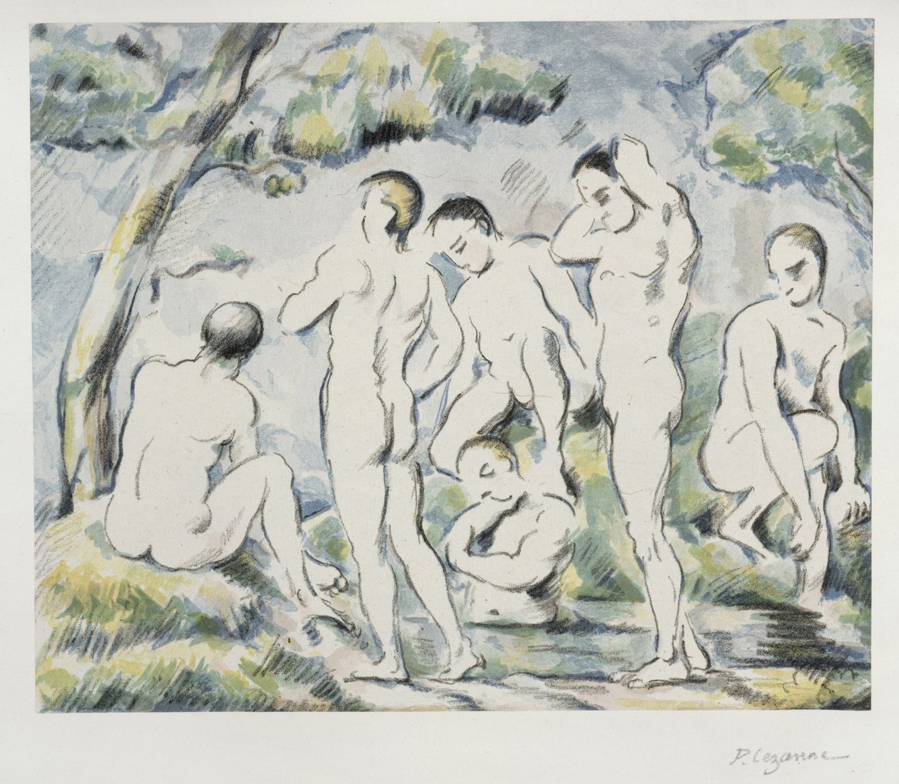 Los bañistas (lámina pequeña) de Paul Cézanne