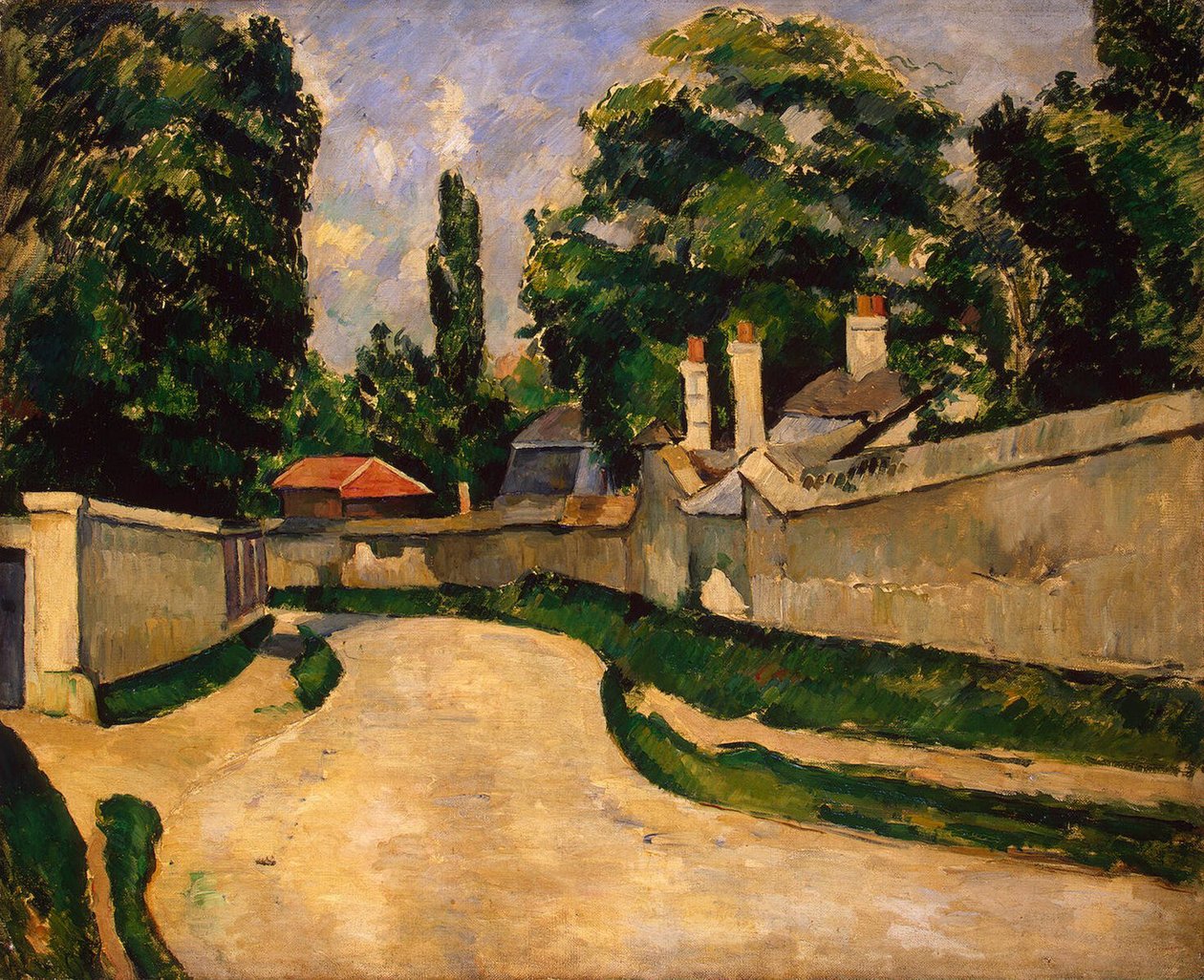 Casas a lo largo de un camino, c.1881 de Paul Cézanne