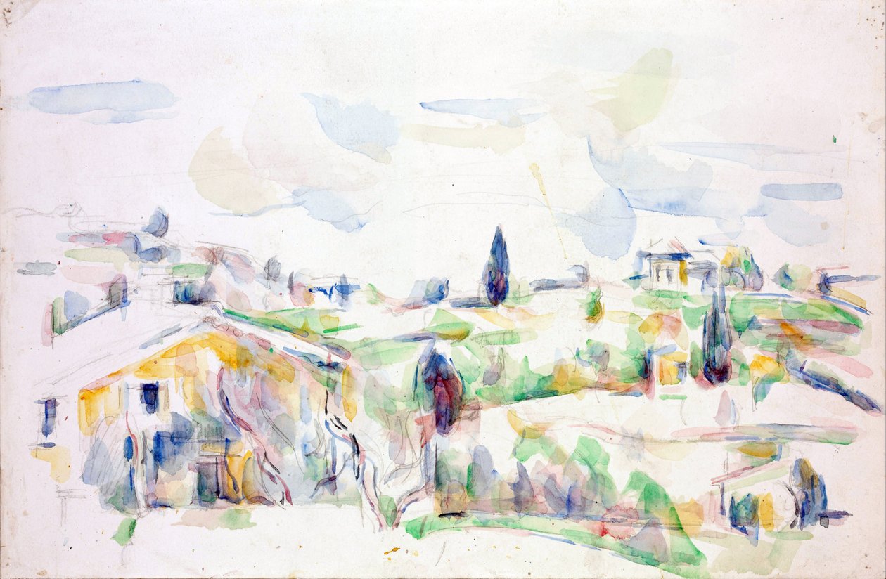 Paisaje en Provenza - Cezanne, Paul (1839-1906) - 1895-1900 - Acuarela sobre papel - 31,3x47,8 cm- Szepmuveszeti Muzeum, Budapest de Paul Cézanne