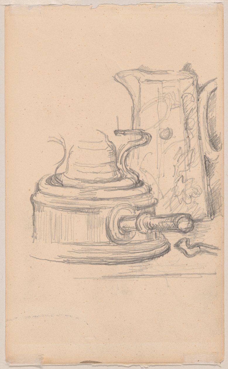 Jarra de leche y estufa de alcohol de Paul Cézanne