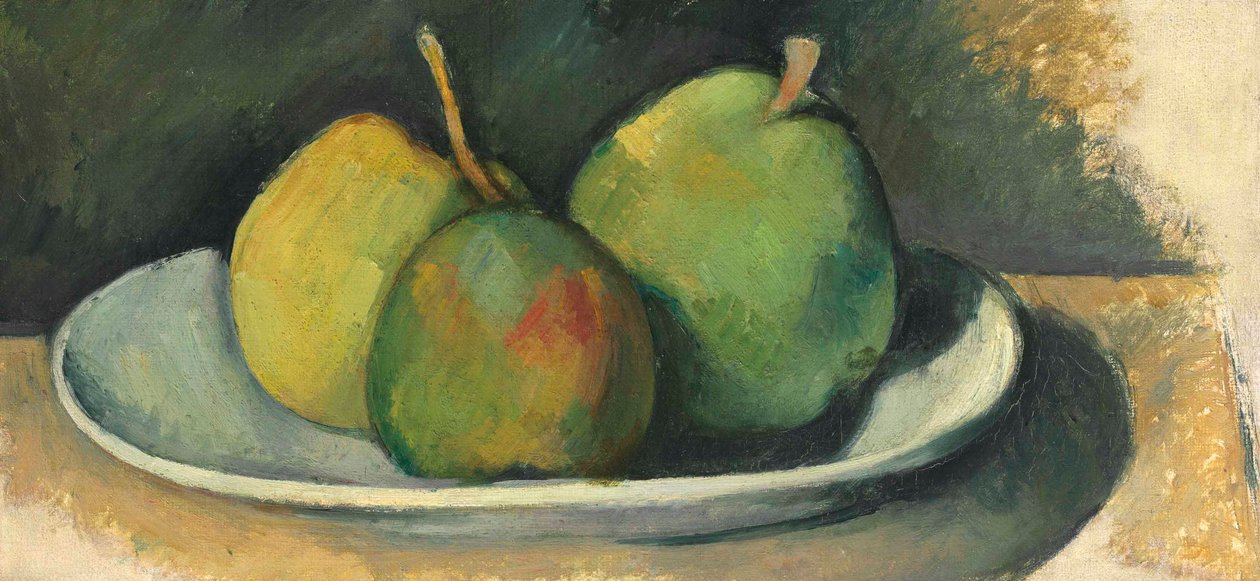 Peras en un plato blanco de Paul Cézanne