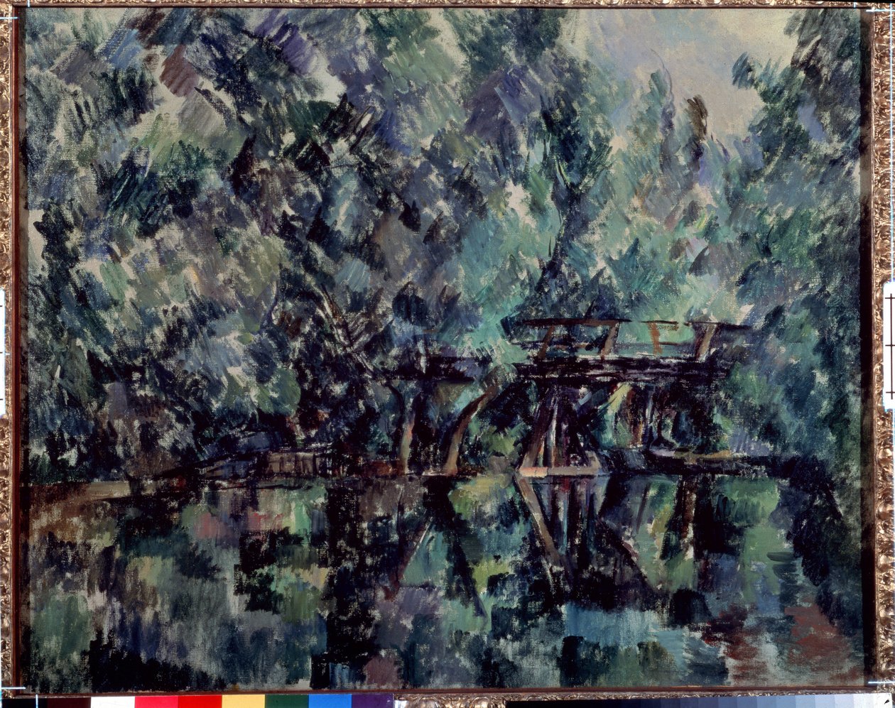 Puente sobre el estanque. Pintura de Paul Cezanne (1839-1906), hacia 1898. Óleo sobre lienzo. Tamaño: 64x79cm. Impresionismo. Museo Pushkin, Moscú de Paul Cézanne