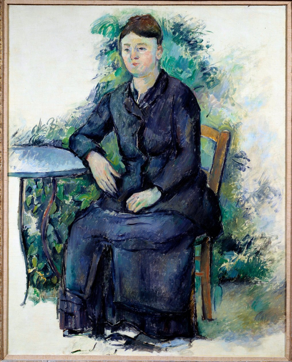Retrato de Madame Cezanne en un jardín de Paul Cézanne