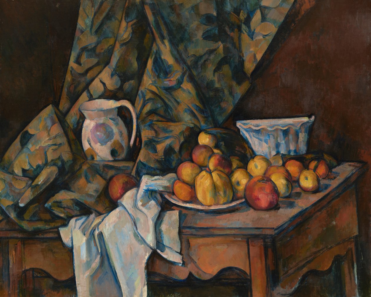 Bodegón con manzanas y melocotones de Paul Cézanne