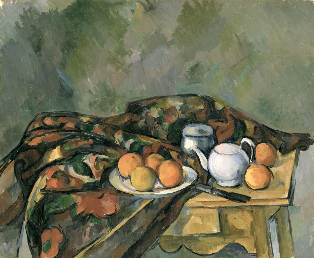 Naturaleza muerta con tetera (óleo sobre lienzo) de Paul Cézanne
