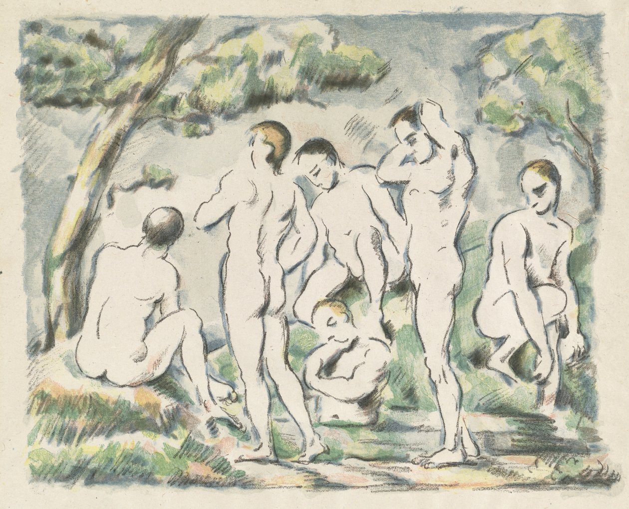 Las bañistas (Plancha pequeña) de Paul Cézanne