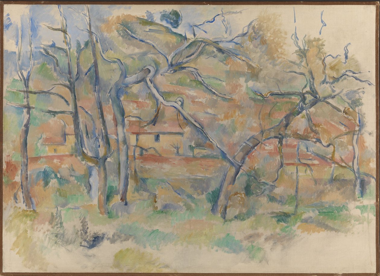 Árboles y casas, Provenza de Paul Cézanne