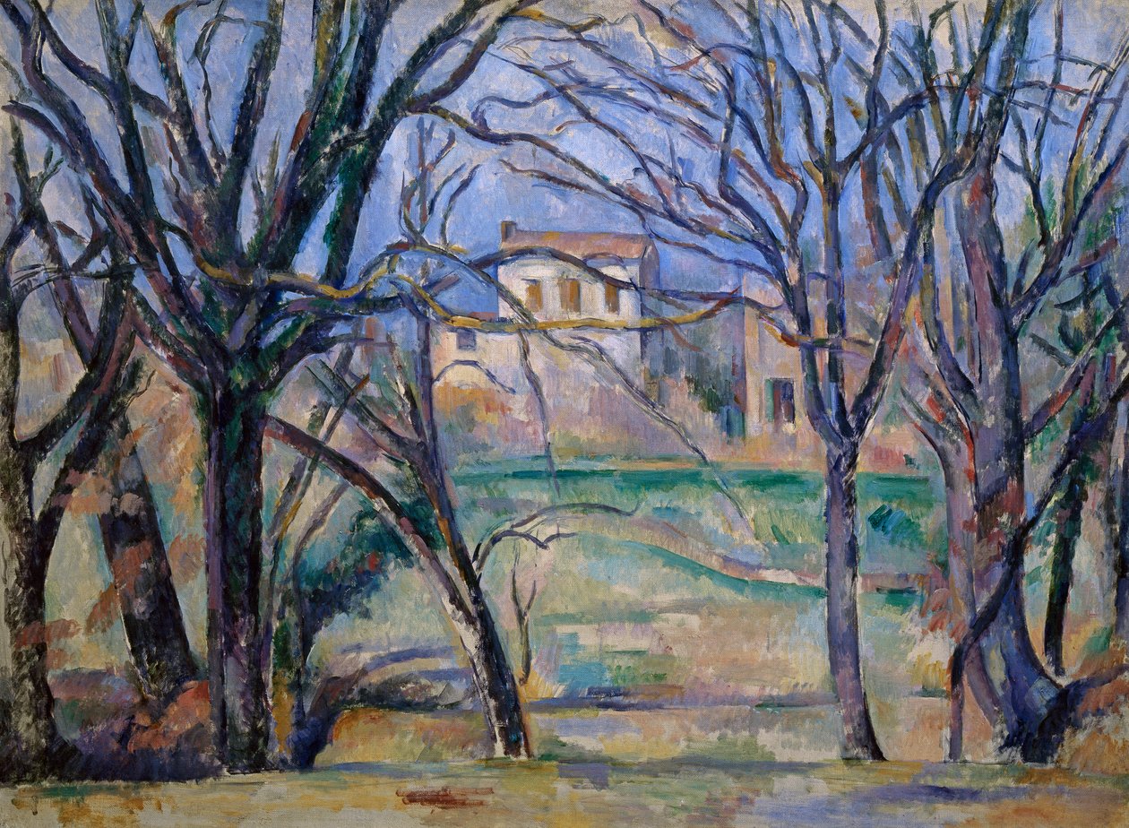 Árboles y casas de Paul Cézanne