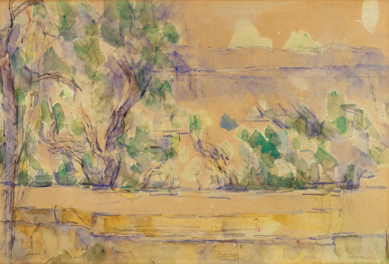 Vista Tomada en el estudio de Lauves (acuarela sobre lápiz sobre papel) de Paul Cézanne