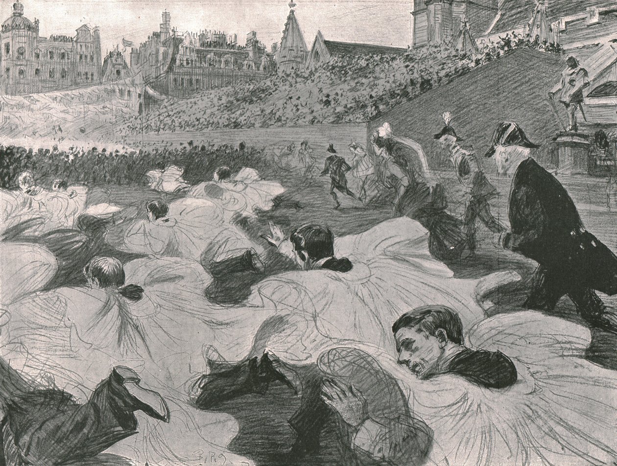Con prisa por ver al Rey y la Reina salir de la Abadía, 1902 de Paul Charles Renouard