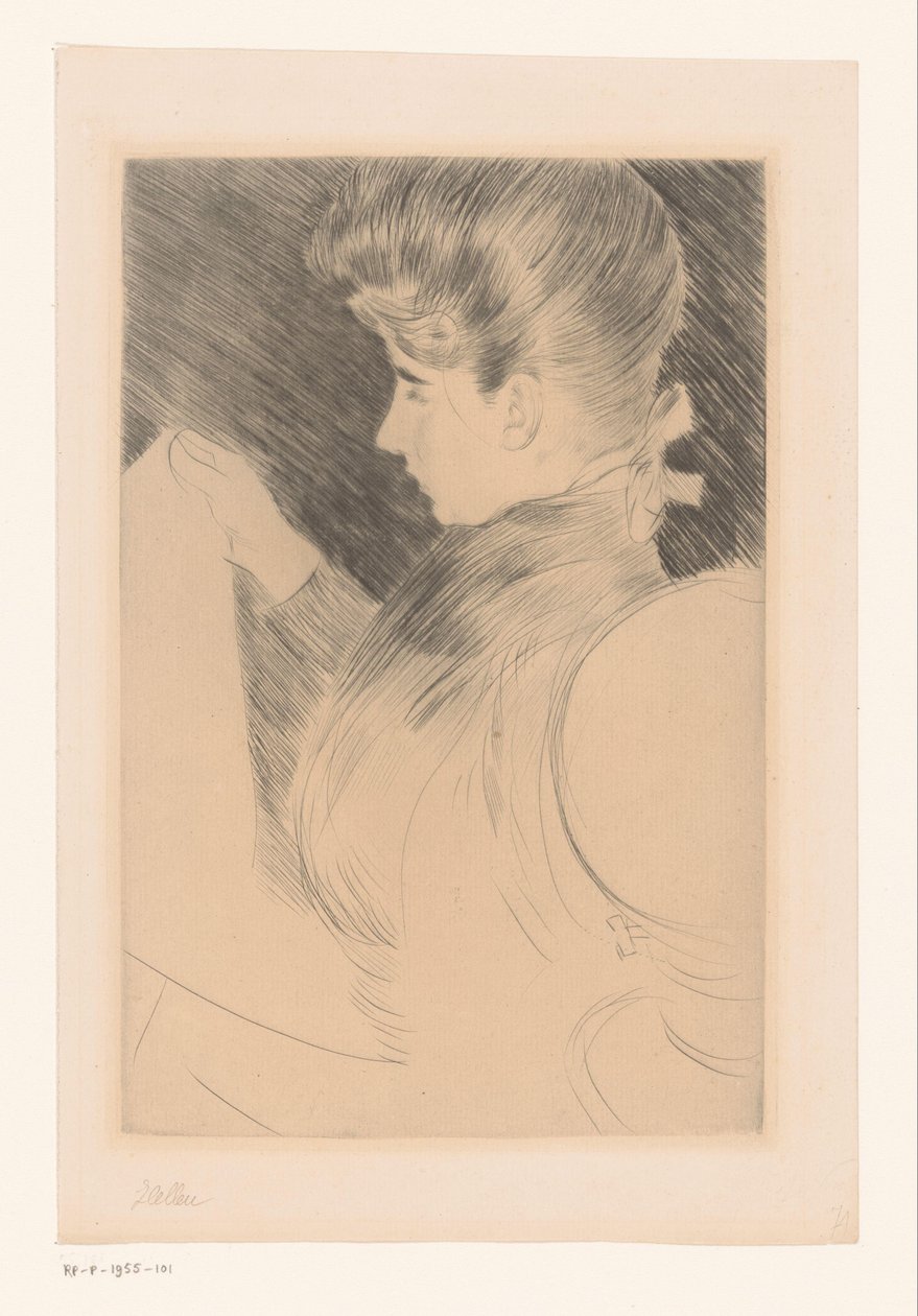 Retrato de una mujer desconocida leyendo de Paul César Helleu (signed by artist)