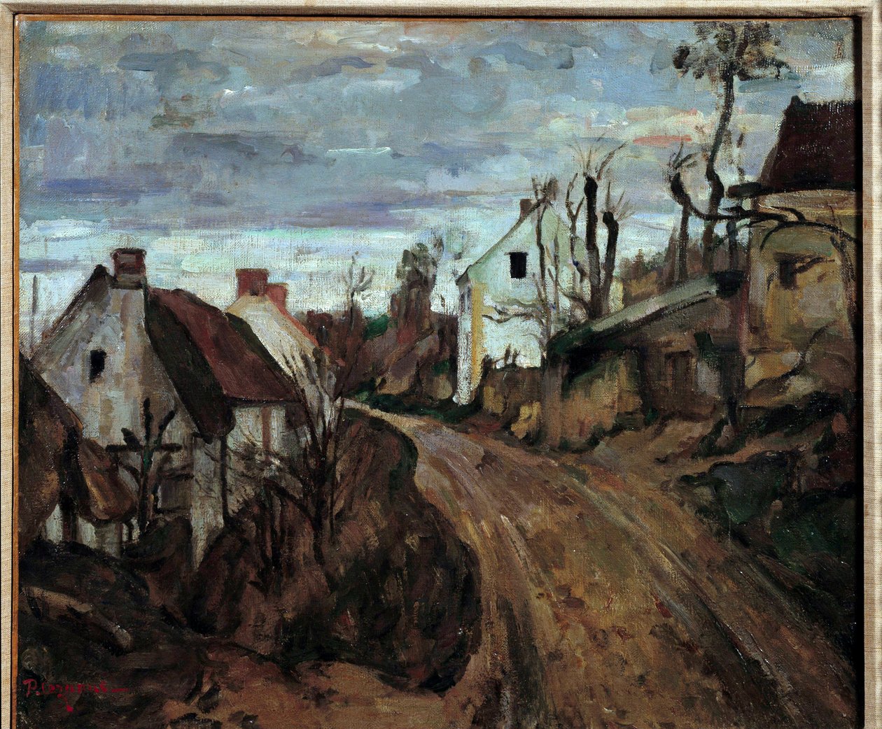 Un camino de pueblo a Auvers-sur-Oise (Auvers sur Oise) de Paul Cézanne