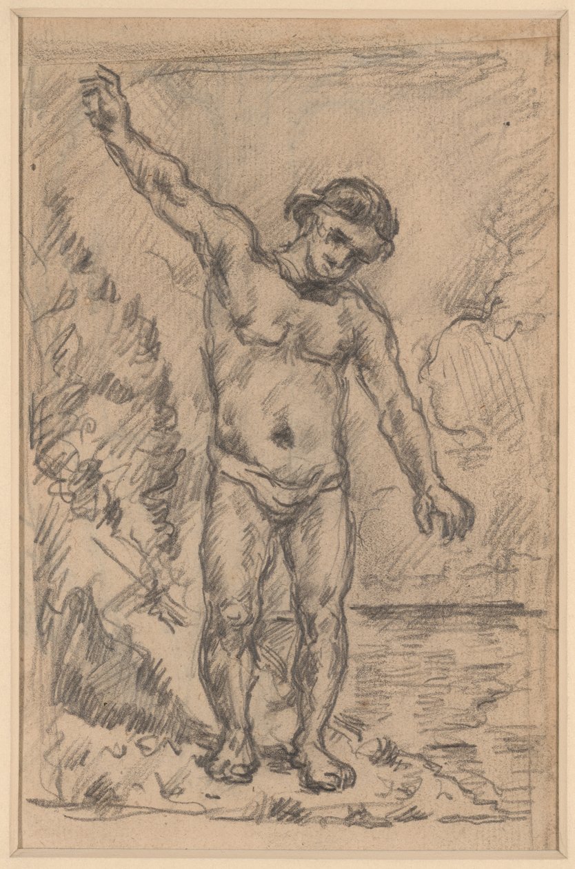 Bañista con los brazos extendidos (anverso); Estudio de un árbol (reverso) de Paul Cézanne